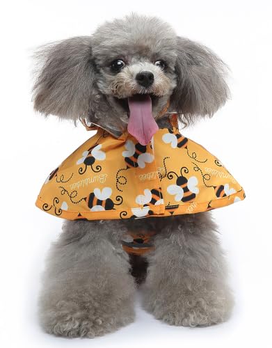 Dog Raincoat Hooded Reflective Waterproof Slicker Poncho (Bee / S(3-4 pound))