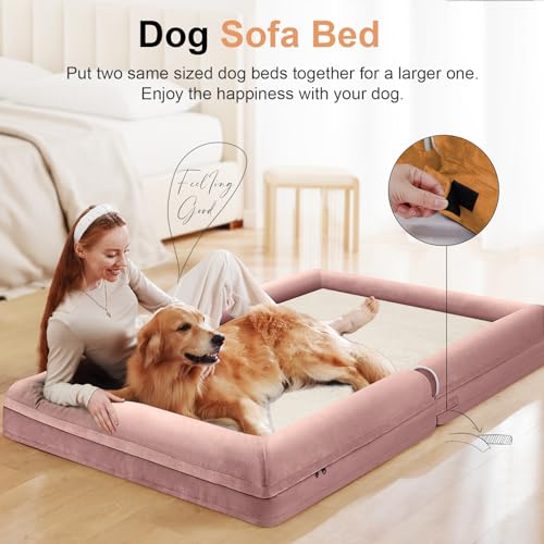 Orthopedic Dog Bed for Jumbo Dogs (Pink / 48.0"L x 33.0"W x 6.5"Th)
