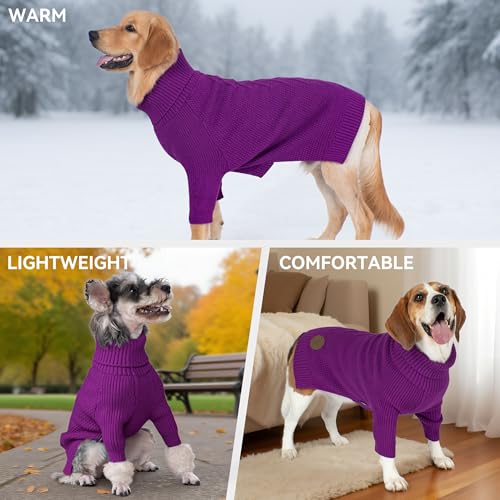 Dog Sweater Long Sleeve Warm Sweaters for Small Dogs Boy Girl Cats (Purple / Small)