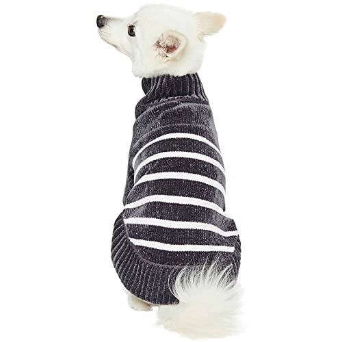 Cozy Soft Chenille Classy Striped Dog Sweater in Chic Grey (14 inch / Chic Grey)