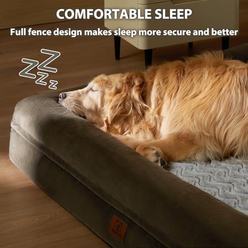 XXXL Big Large Orthopedic for Senior Dog Bed Comfy Sleeping (Dark Green / XXX-L (53x43x7.5in))