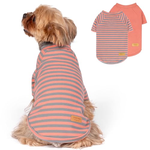2Pack Dog Sweater with Sleeves Fleece Shirt for Small Dogs (Small (4-8lbs) / 03# 2Pack(Orange+Stripe))