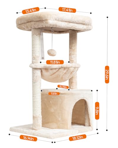 Small Cat Tree for Indoor Cats (29.6" / Beige)