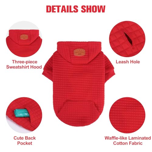 Dog Hoodies Sweater for Large Dogs (Red / L (Back: 20",Chest: 28", Neck: 17"))