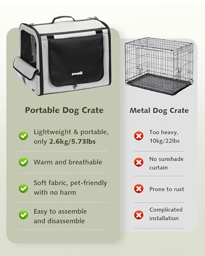 Dog Car Carrier Light Weight 24×17.7×20.5in (Gray / 24.0"L x 17.7"W x 20.5"H)