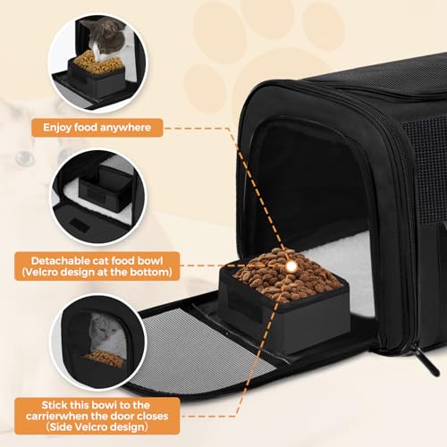 Large Soft Cat Carrier Up to 28 Lbs (Black / 13.0"L x 13.0"W x 20.0"H)