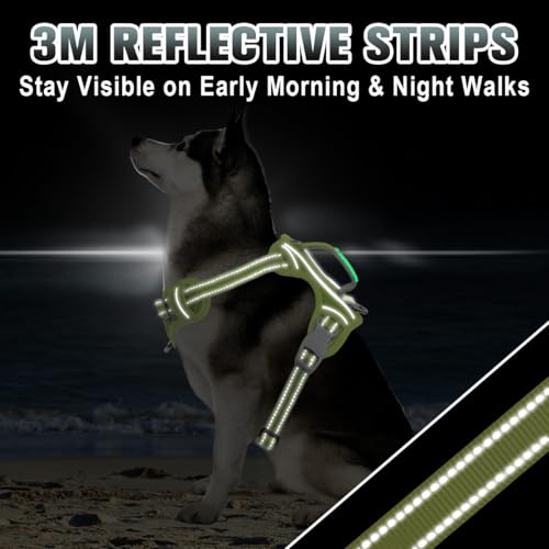 Dog Harness for Large Dogs No Pull Dog Vest ID Tag Pocket (Sunlight / X-Large)