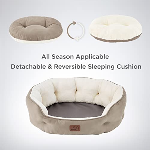 Small Dog Bed Washable (25"L x 21"W x 8"Th / Camel)
