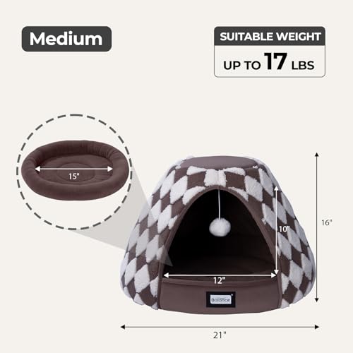 Cat Beds for Indoor Cats (21"L x 21"W x 16"Th / Dark Brown)