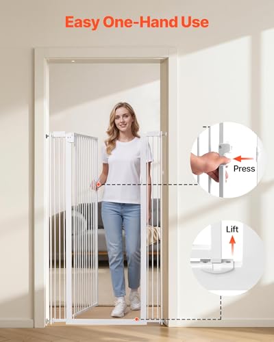 Extra Tall Pet Gate for Cats (White / 29-41" Wide x 56" Tall)