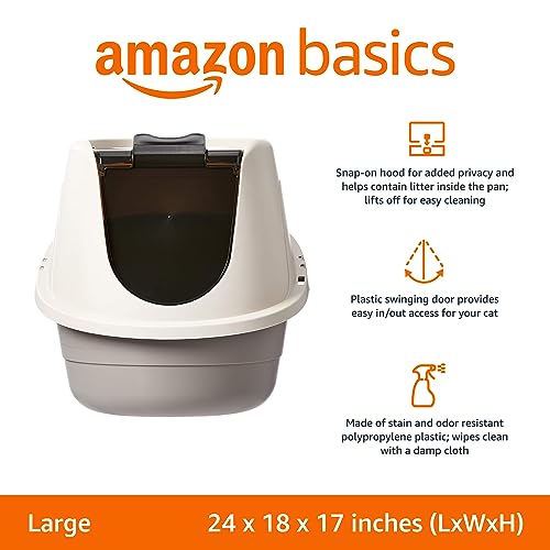 No Mess Hooded Enclosed Cat Litter Box with Odor Control and Swinging Door (Large (Pack of 1))
