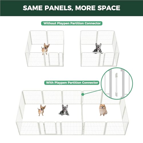 Homeplus Indoor Dog Playpen with Divider Connectors (White / 24"H)