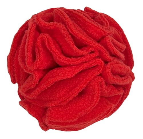 Puppy Small Breed Snuffle Dog Puzzle Ball Toy Red with Crinkle (Red / Small)