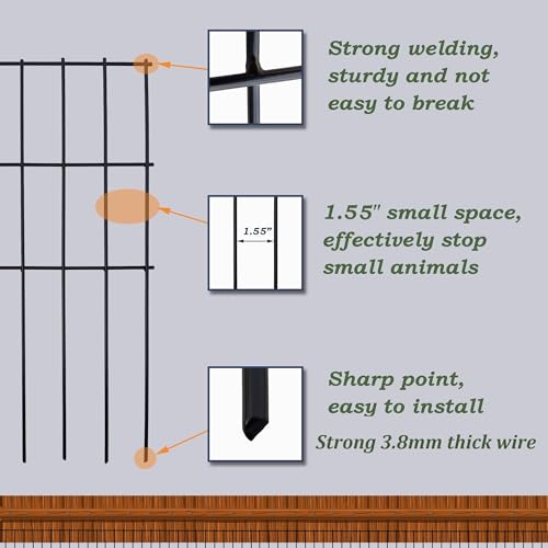 Black Animal Barrier Fence 16.5 in (16.5 in(H)x 10.4 ft(L) / Black)