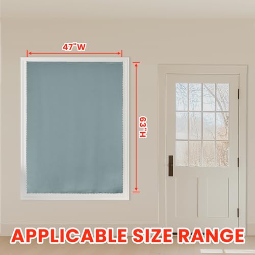 100% Window Blinds Blackout Portable Black Out Curtains Adhesive Curtains for Living Room No Drilling (Silver Grey/ Thickened / 47"W x 63"L (Pack of 1))