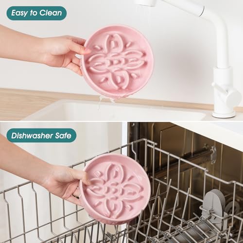 Ceramic Slow Feeder Dog Bowls (S-0.6 Cups / Pink)