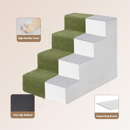 Dog Stairs for Bed 18" H (Olive Green / Standard 15" x 24" x 18")