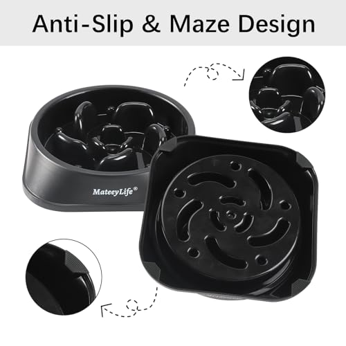 1 Pack Slow Feeder Dog Bowls (H-Black / Medium)