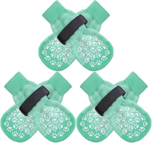 6PCS Anti Slip Dog Socks to Prevent Licking Paws (X-small (6 Count) / Green Cyan)