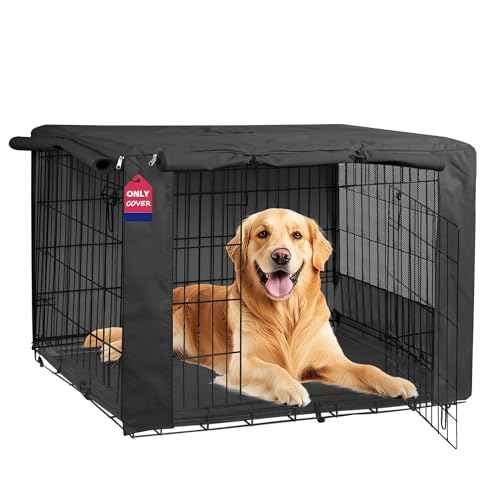 48 Inch Dog Crate Cover with Mesh (48.0"L x 30.0"W x 33.0"H / Black)