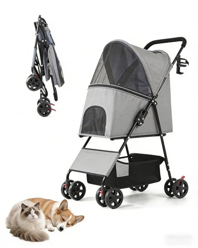 Pet Stroller for Small Dogs Cats (GRAY)