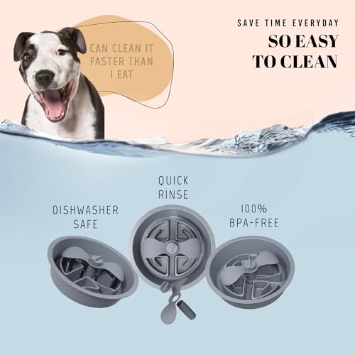 Slow Feeder Dog Bowls for Large Breed (Petal Feeder Grey / 2.5 Cup - Fit 7.5-7.7'' Feeder Holes)