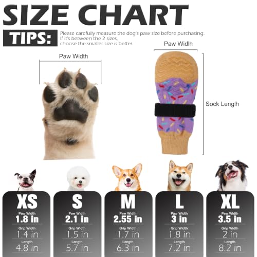 Anti Slip Dog Socks for Prevent Licking Paws & Hardwood Floor (Purple / Medium(6 Pack))