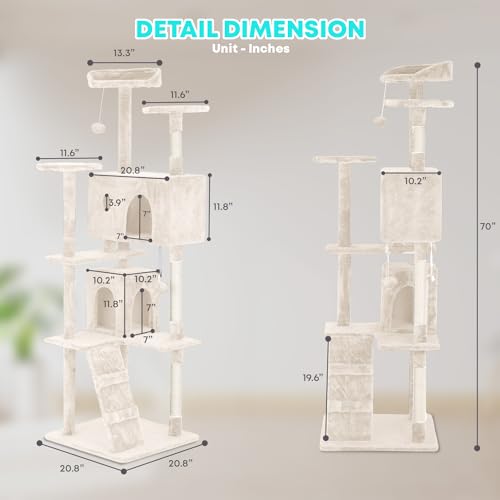 70" Cat Tree Tower (Beige)