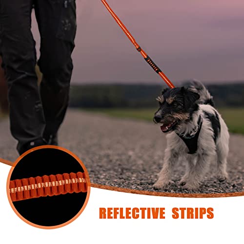 Tactical Shock Absorbing Bungee Dog Leash Heavy Duty (Neon Orange / Aviation aluminum)