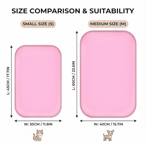 Non Slip Silicone Dog Food Mat for Food and Water (45 x 30 cm / Pink)