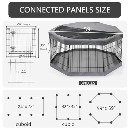 Foldable Metal Dog Exercise Pen (Gray / 30''H)