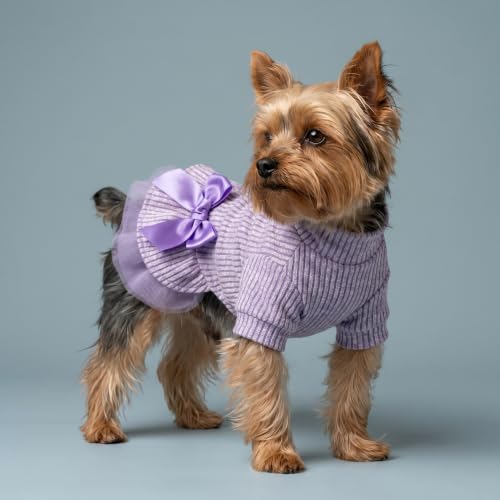 Collared Neck Tulle Dog Dress (X-Small / Purple)