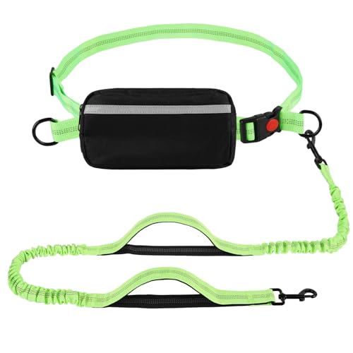 Hands Free Dog Leash with Zipper Pouch (Green)
