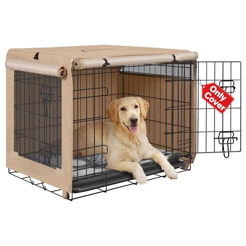 Dog Crate Cover (Beige (with left window) / 36 Inch)