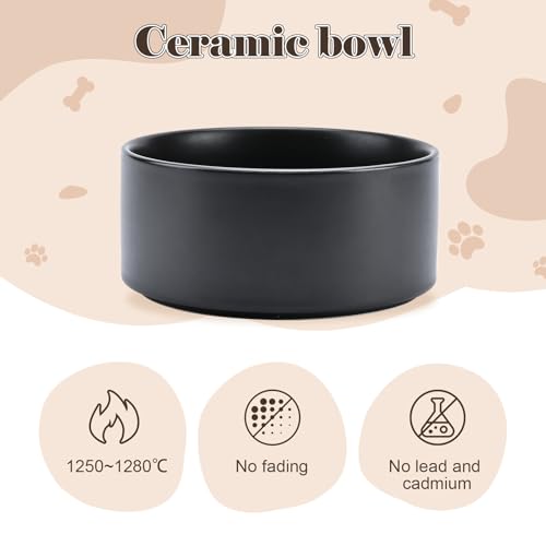 Raised Ceramic Dog Bowls Set with Non (60.87 Oz / Black)