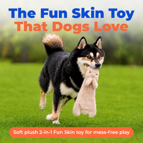 2-in-1 Stuffless Squeaky Dog Toy - Hare, Medium (Brown/Hare / Medium)
