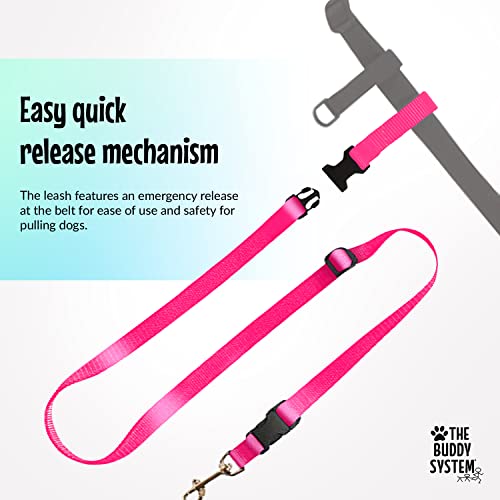 Hands Free Dog Leash (Small Dog System (Large Belt (27"- 50" Waist)) / Pink)