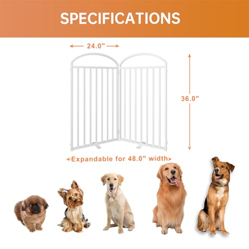 2 Panels Full Matel Freestanding Dog Gates (【2 Panels】48"W*36H" / White)