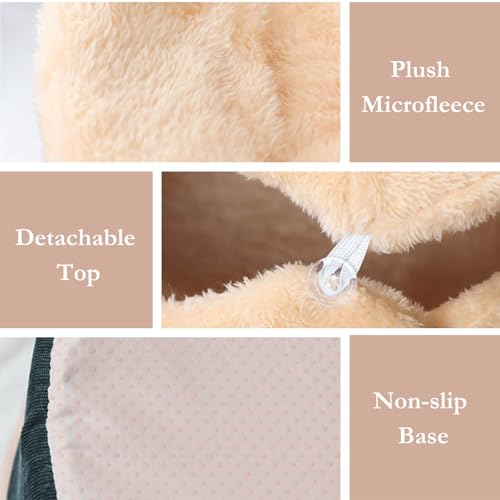 Cat Bed Cave Enclosed Hideaway with Detachable Lid & Mat for Kitten (RedWhite)