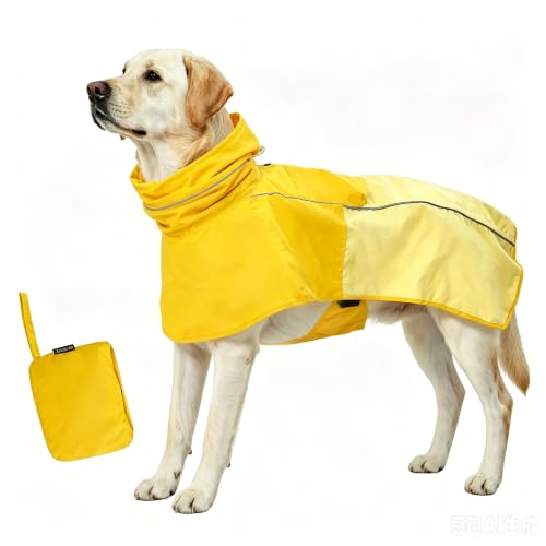 Dog Raincoat with High Collar (Yellow / Small(9-13lb))