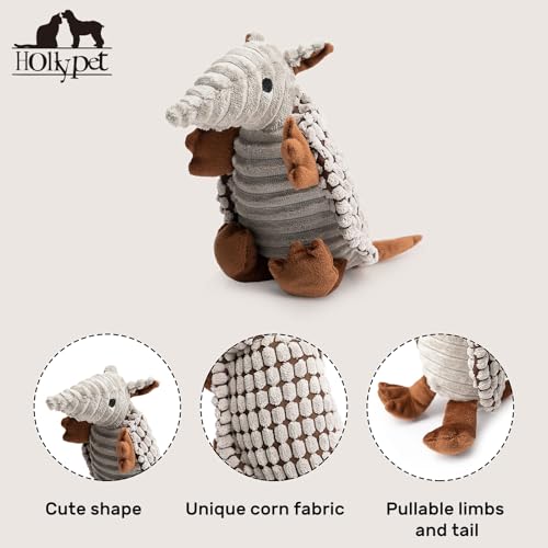 Armadillo Squeaky Puppy Dog Toys for Small Medium Dogs (8 IN / Gray)