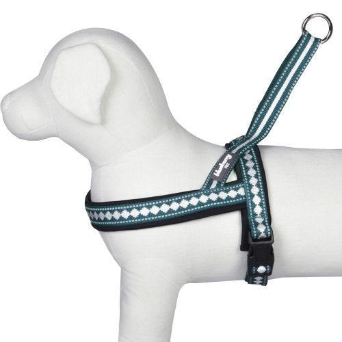 6 Colors Soft & Comfy Jacquard Padded Dog Harness (Medium(21.5" - 27.5") Chest Girth / Teal Blue)
