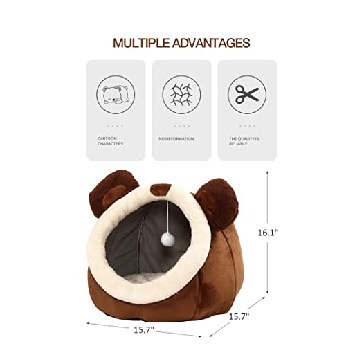 Cat Beds for Indoor Cats (Bear Brown / L)