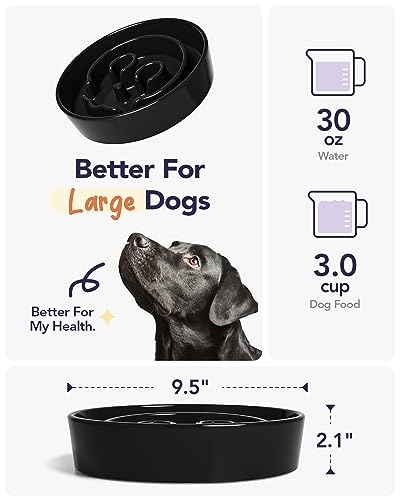 Slow Feeder Dog Bowls Ceramic (Skull Black / L-3 Cups)