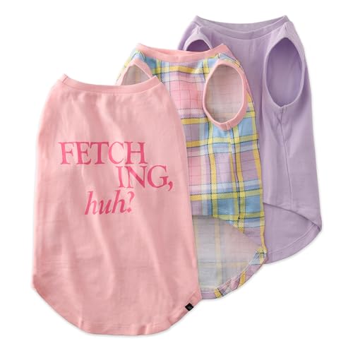 Tank Dog T Shirt (Large / Pink Rainbow Plaid)