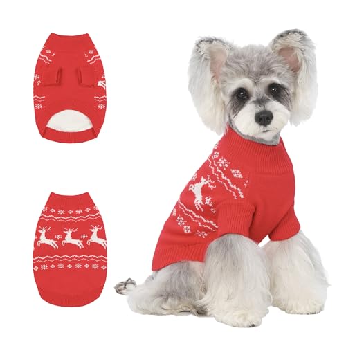 Christmas Dog Sweaters for Small Medium Large Dogs Classic Turtleneck Holiday Xmas Pet Clothes Cozy Stretchy Sweater for Chihuahua (Christmas Reindeer(Order One Size Up) / Medium)