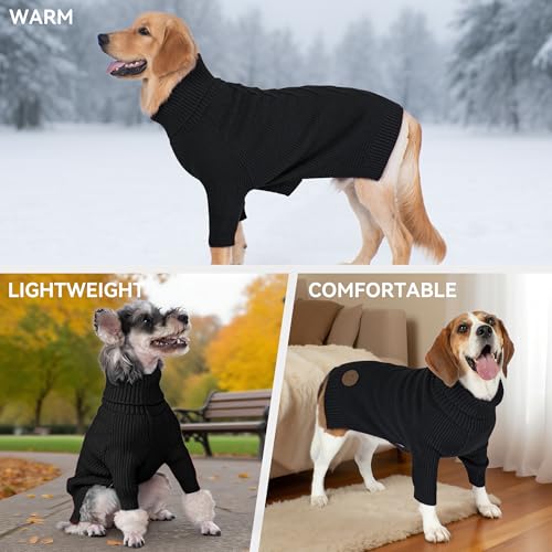 Dog Sweater Long Sleeve Warm Knit Sweaters for Medium Dogs Boy Girl (Black / X-Large)