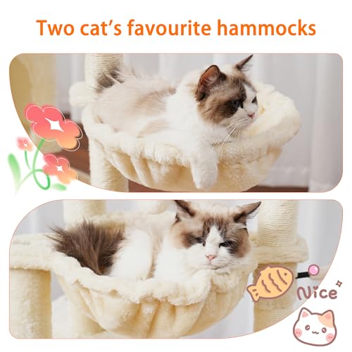 Cat Tree 40" Tower with All (Beige / 39.4 inch)