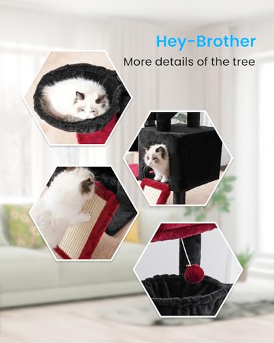Cat Tree Tower with Large Bed (35.4 inch / Black and Red)