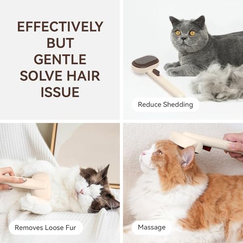 Cat Brushes for Indoor Cats Dog Hair Brush for Shedding Long or Short Haired Cats Grooming Deshedding Brush for Dog Kitten Horse Massage Removes Loose Fur (Brown)